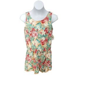 Bobbie Brooks Large 10/12 hawaiian‎ tropical print romper jumpsuit
